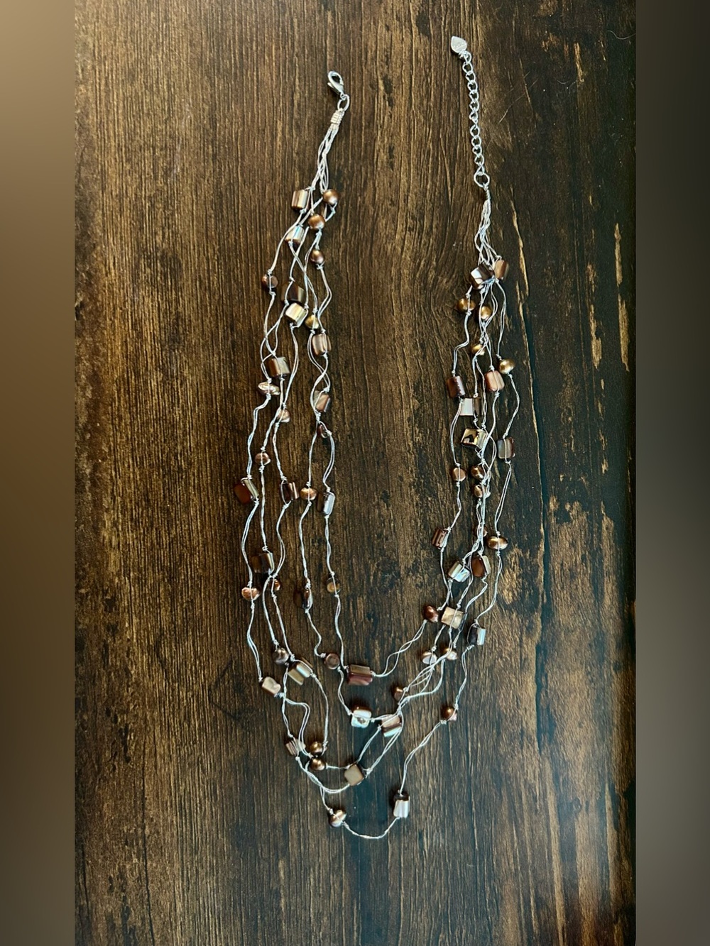 Nakamol Multi-Strand Floating Illusion Necklace, Brown Faux Pearls Beads